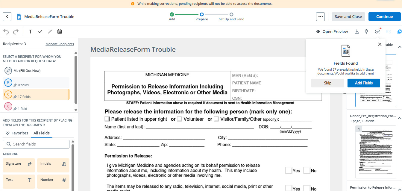 Prepare document screenshot